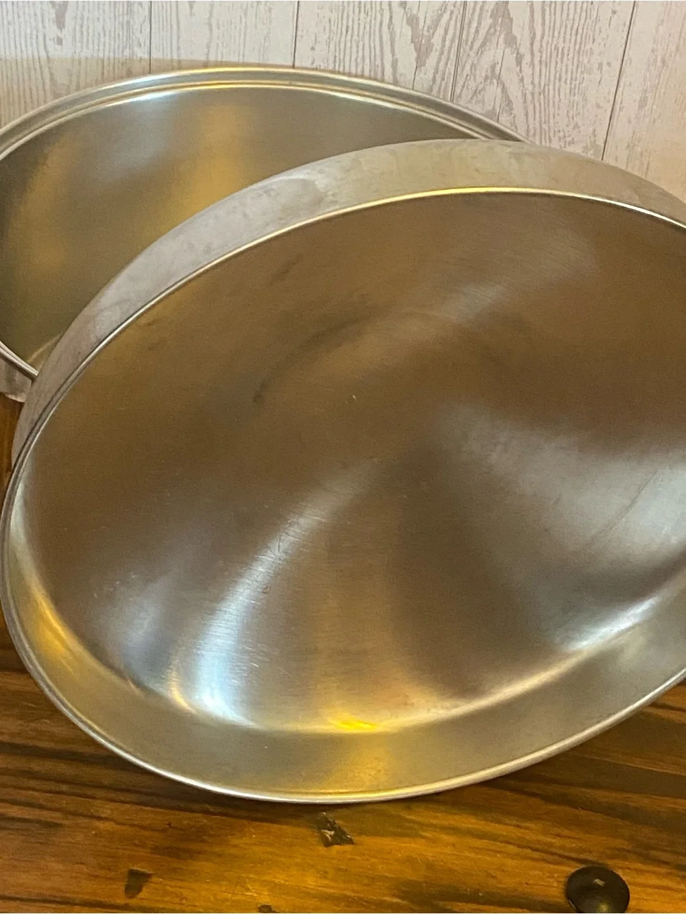 Vtg Revere Ware Stainless Steel Copper-Bottom Dutch Oven with Lid - Silver
